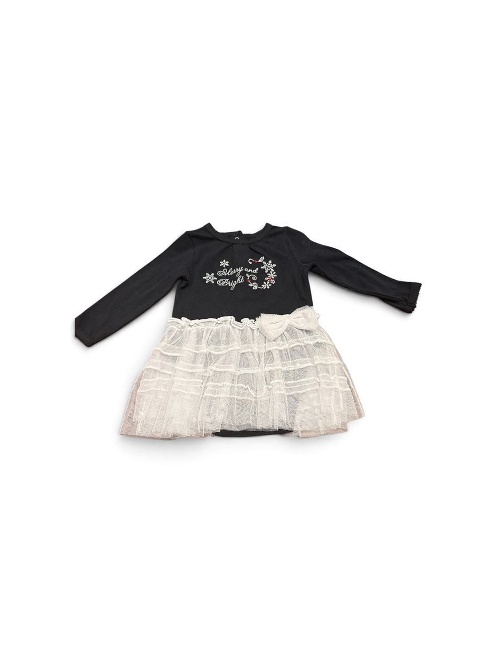 Vitamins baby Black Top with White Tulle Skirt - Merry & Bright New Size 9M